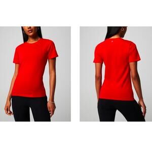 New FABLETICS Feather Tech+ Short-Sleeve Top Heated Red Womens SIZE XL